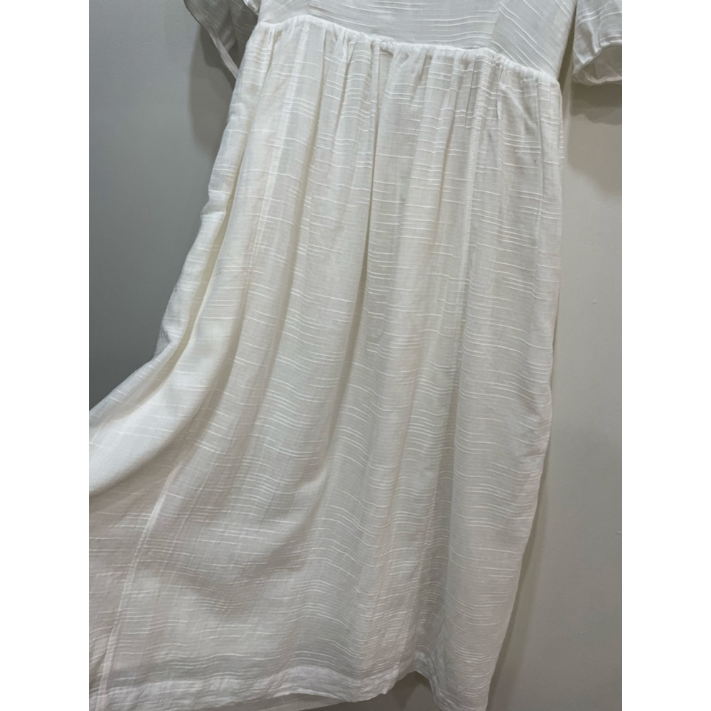 En Saison Gauzy Textured Cotton Midi Dress M White Open Back Cottagecore Coastal - Picture 4 of 12
